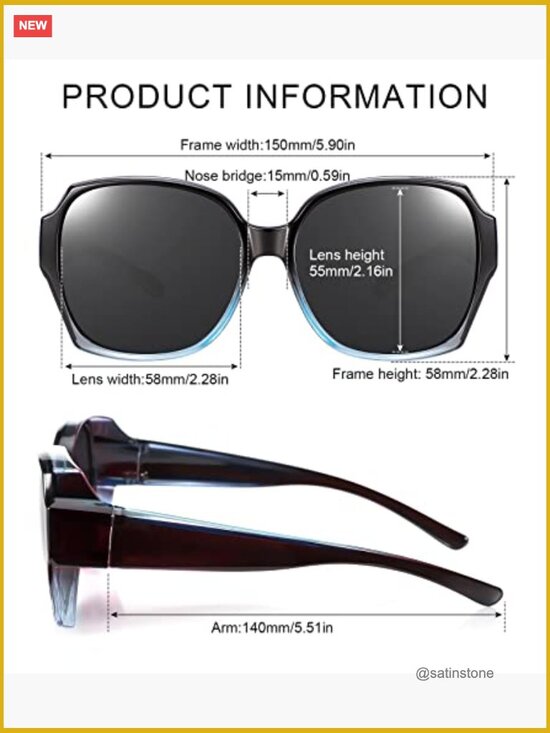 Polarized Fit Over Glasses Sunglasses, Trendy Square Sunglasses UV Protection